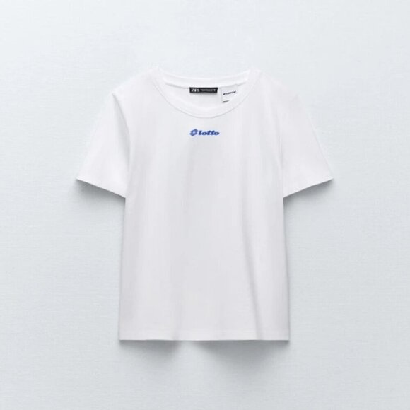 NWOT Zara x Lotto Sport graphic text white t-shirt, L - Picture 6 of 9